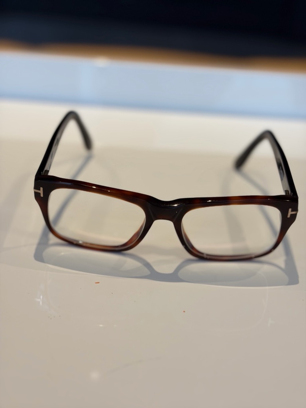 Tom Ford Brown Tortoiseshell Rectangular Glasses